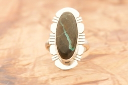 Native American Jewelry Sterling Silver Genuine Boulder Turquoise Ring